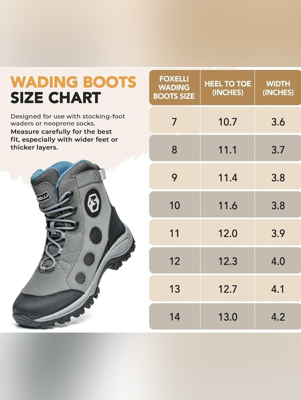 Foxelli Wading Fly FishingBoots. Lightweight, Rubber Sole. Size 8. LIKE NEW. - Picture 7 of 14